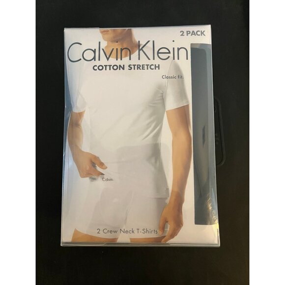 2 PACK CALVIN KLEIN SIZE SMALL BLACK CREW NECK COTTON T-SHIRTS UNDERSHIRTS - Picture 1 of 5